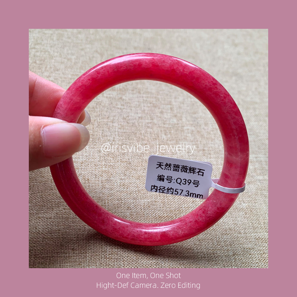Rhodonite Bangle cherry blossom pink sakura rain natural crystal