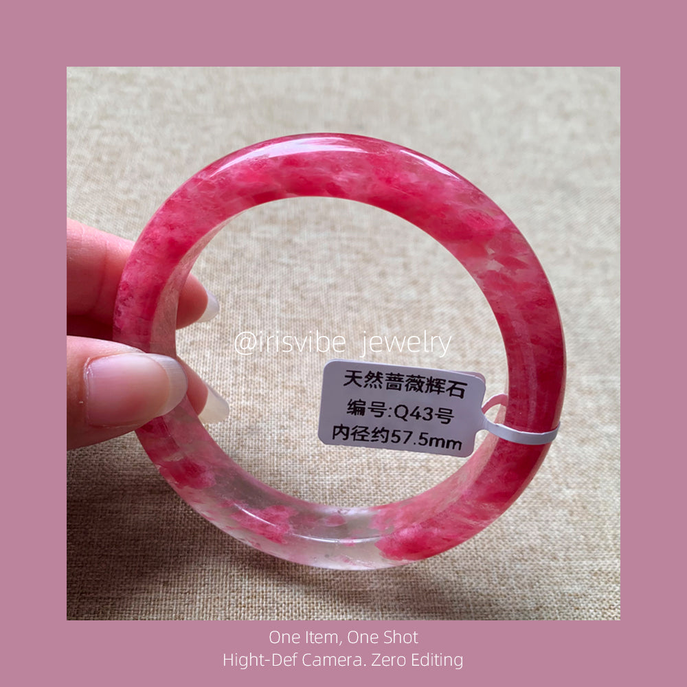 Rhodonite Bangle cherry blossom pink sakura rain natural crystal