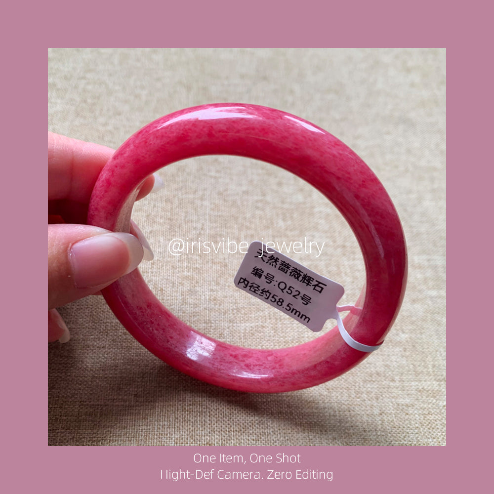Rhodonite Bangle cherry blossom pink sakura rain natural crystal